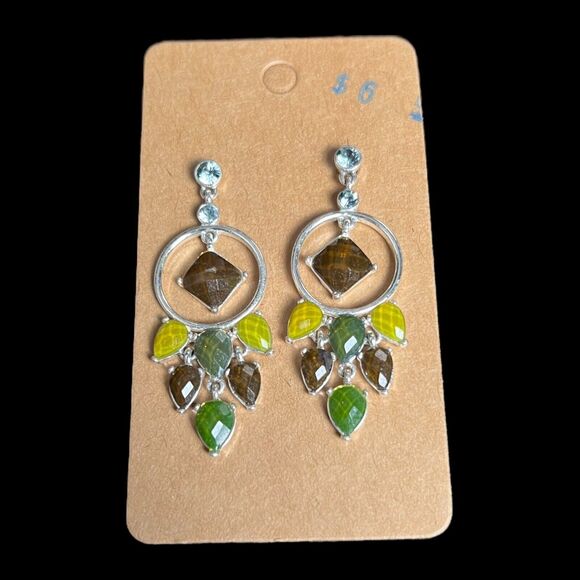 4 Sets Of Fashion Earrings Faux Rhinestones Drop Hanging Silver & Gold Tone, New - Picture 5 of 6